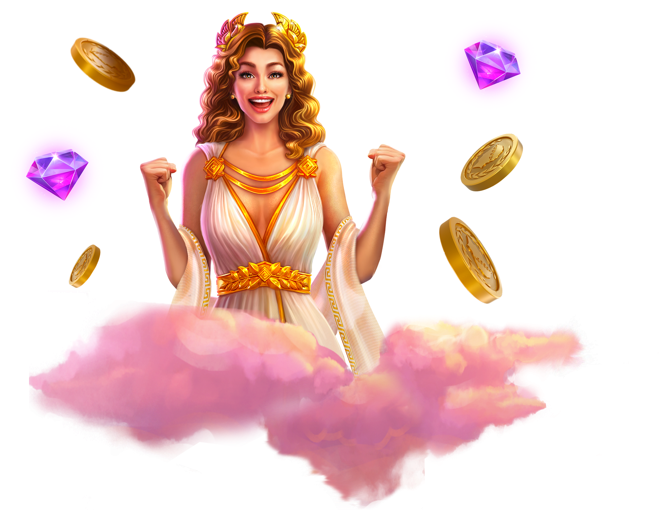 A woman representing Caesars Slots